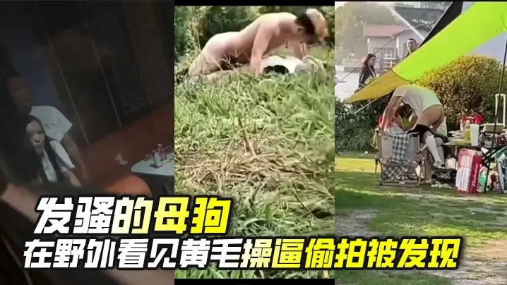 发骚的母狗 在野外看见黄毛操逼偷拍被发现，好事被打扰了
