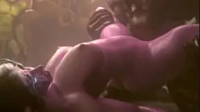 Nagoonimation：暗夜精灵巨乳女神被野兽狂干内射高潮
