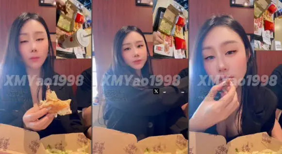 推特性爱大师95后绿帽情侣美腿女王「汐梦瑶」《精液小汉堡》，去麦当劳餐厅现场制作！还有一个女生正对着我们坐着，一直偷看…