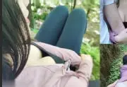 阳光下偷欢！户外野战巨乳熟女，高潮爆汁被路人撞见，差点当场被看光！
