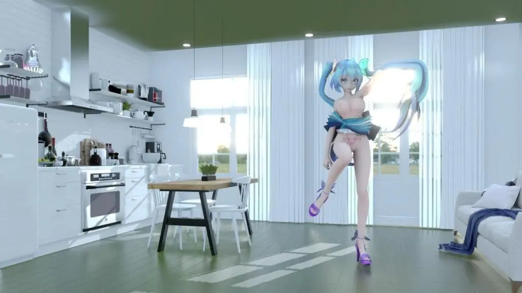 MMD23 初音未来淫荡制服诱惑 双马尾骑乘位爆操到潮吹