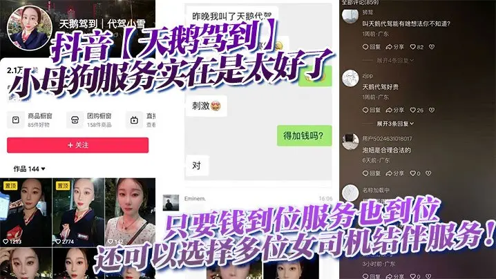 天鹅驾到 多位骚母狗女司机 钱到位随便爆操内射