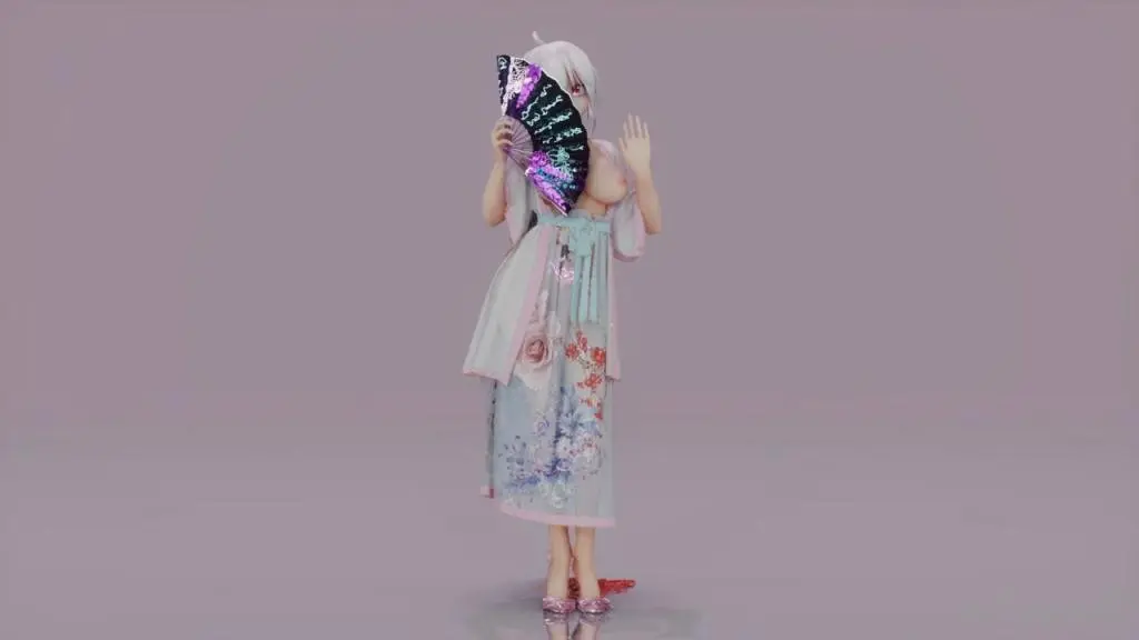 MMD50 绝美汉服巨乳弱音 骚舞寄明月，嫩穴被狂操内射！