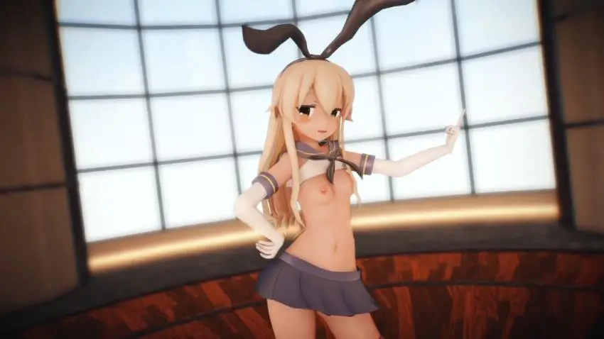 MMD巨乳舰娘岛风骚气宅舞，淫荡娇喘榨干你！
