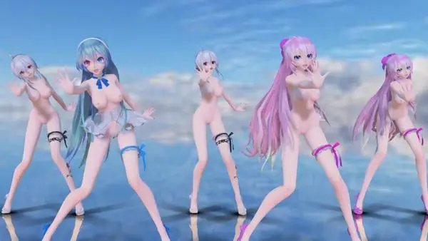 MMD洛天依初音姐妹花！全员赤裸狂乱淫舞，骚穴尽情湿透大开！
