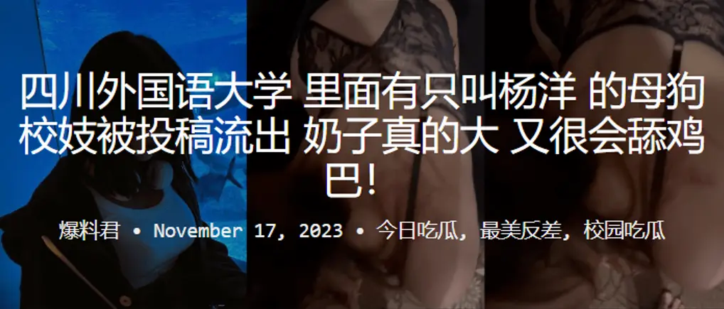 川外校妓杨洋：爆乳母狗投稿流出，口活舔到鸡巴爆炸