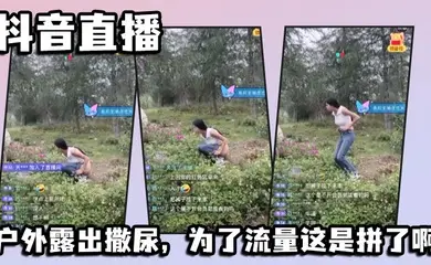 抖音直播，户外露出撒尿，为了流量这是拼了啊